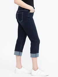 Women's Relaxed Dark Rinse Wash Jean Capri