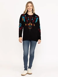 Women's Geometric Zip Front Cardigan