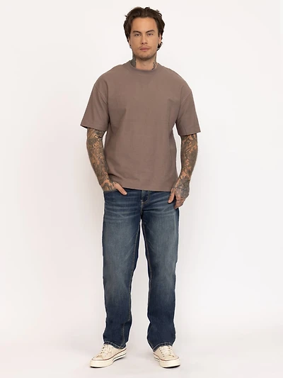 Men's Dark Wash Relaxed Straight Jeans