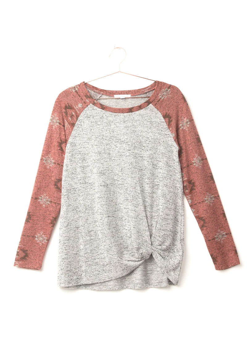 Women's Colour Block Twist Hem Top