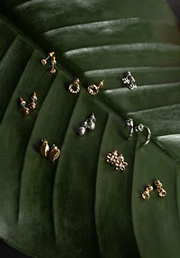 Flower And Leaf Mixed Metal Earrings