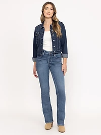 Women's Medium Wash Embroidered Baby Boot Jeans