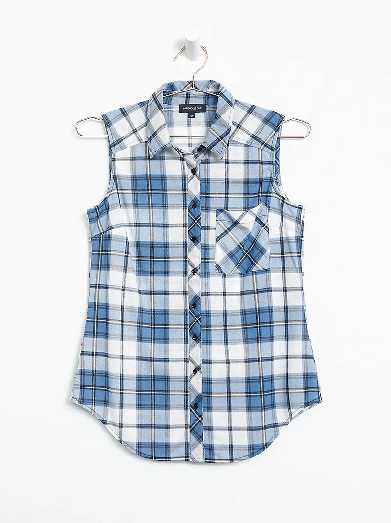 Women's Sleeveless Plaid Shirt