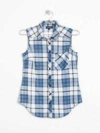 Women's Sleeveless Plaid Shirt