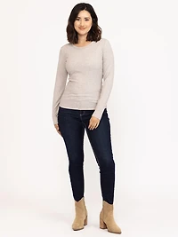 Women's Rib Crew Neck Long Sleeve Tee
