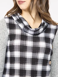 Women's Plaid Cowl Neck Tunic