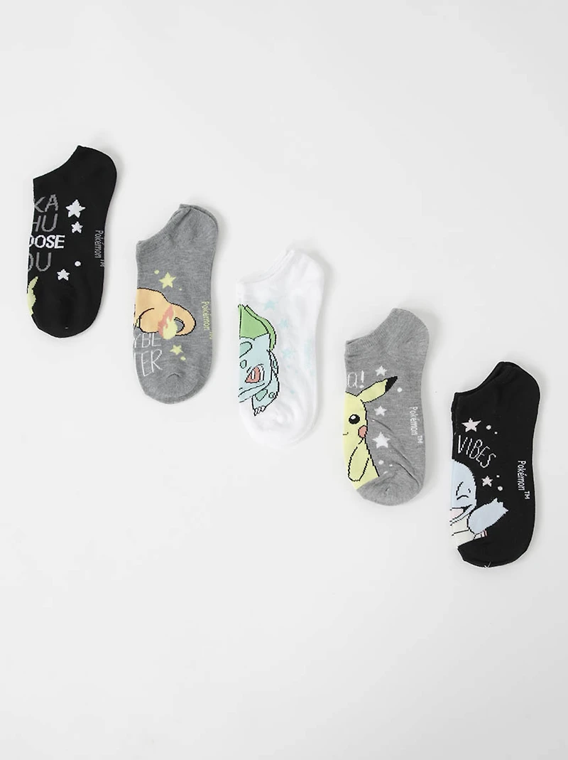 5 Pack Pokemon Stars No Show Socks