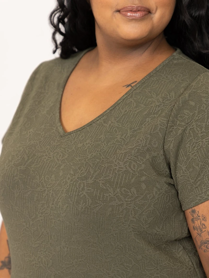 Women's Textured V Neck Tee