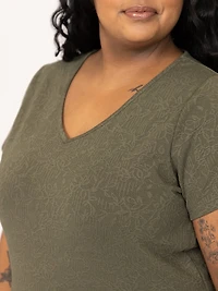 Women's Textured V Neck Tee