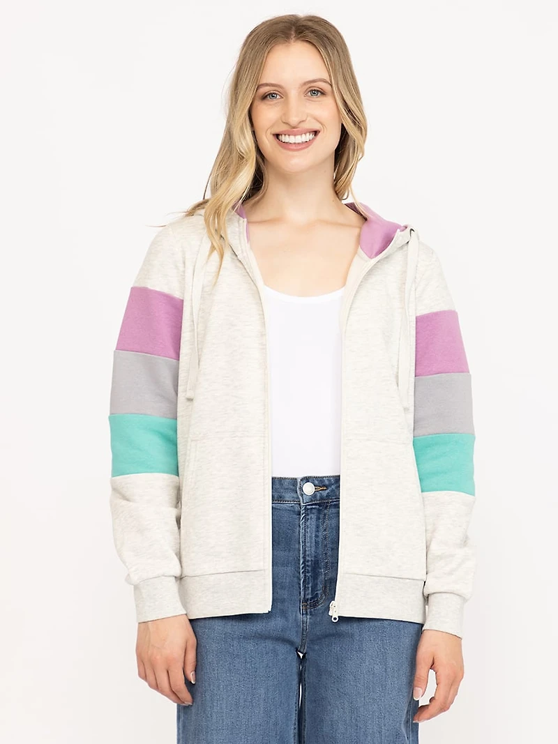 Women's Colour Block Zip Hoodie