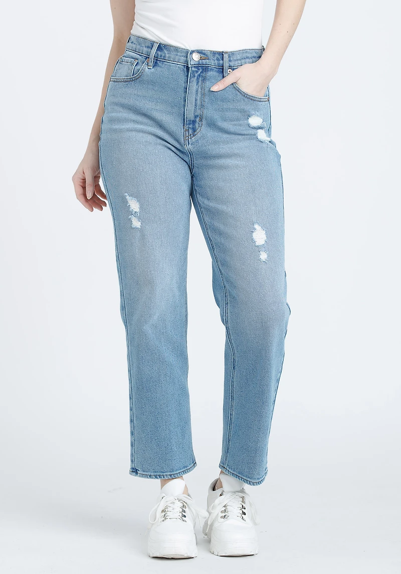 Women's High Rise Destroyed Straight Crop