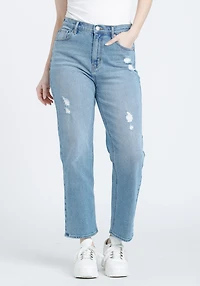 Women's High Rise Destroyed Straight Crop