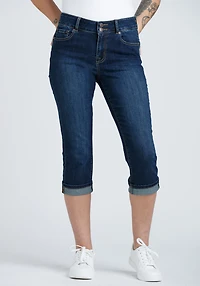Women's 2 Button Cuffed Jean Capri