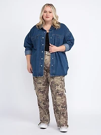 Women's Medium Wash Oversized Denim Shacket