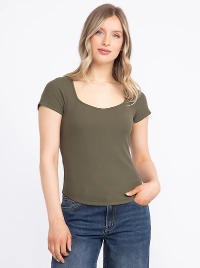 Women's Rib Sweetheart Neck Tee