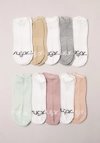 Sugar 10 Packk No Show Pastel Socks