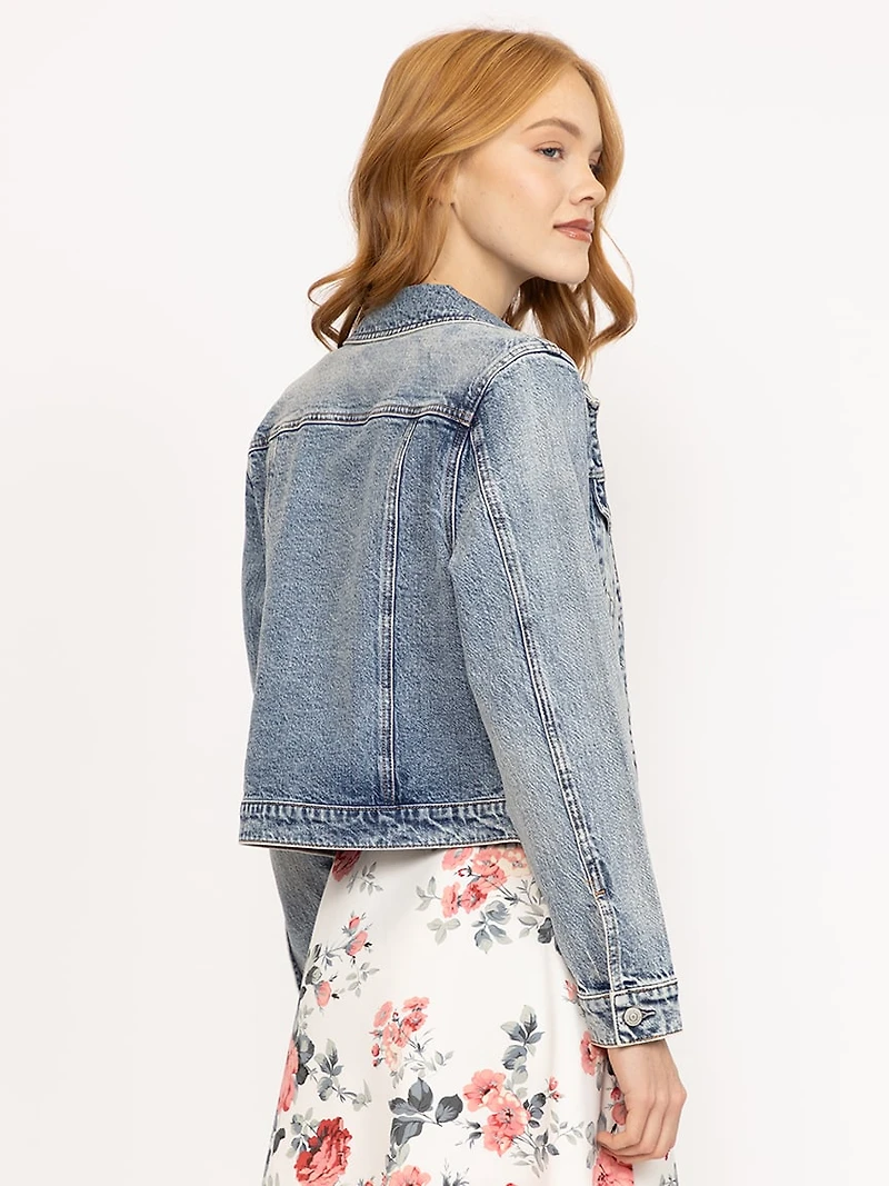 Women's Light Wash Cropped Denim Jacket
