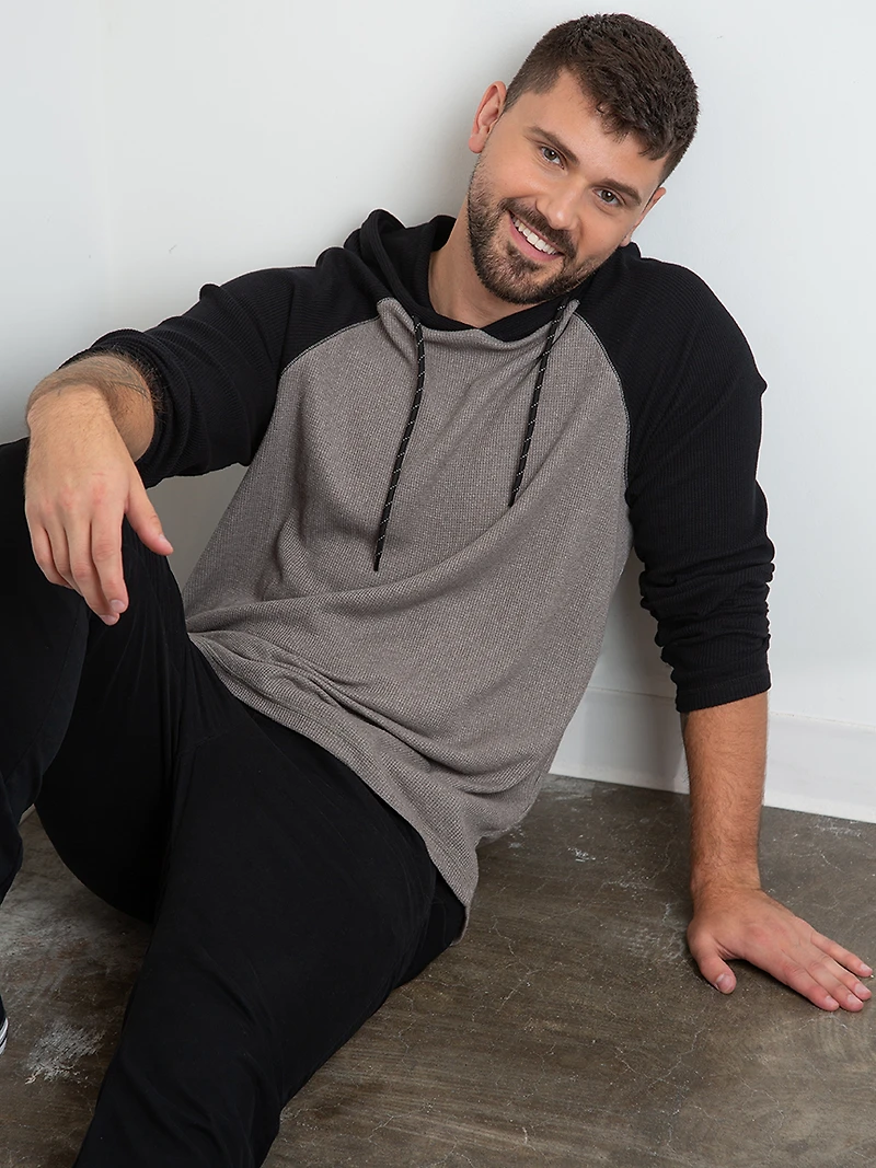 Men's Hooded Waffle Henley Shirt