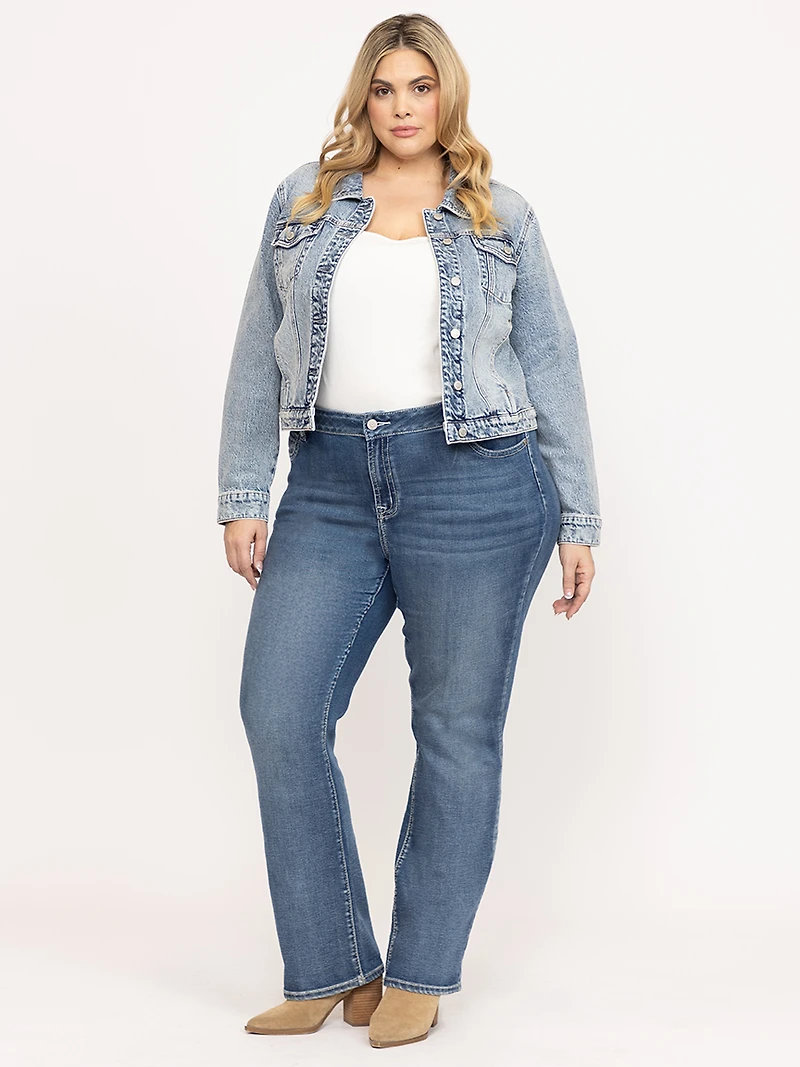Women's Light Wash Fitted Denim Jacket
