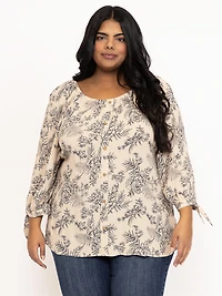 Women's Leaf Print Peasant Top