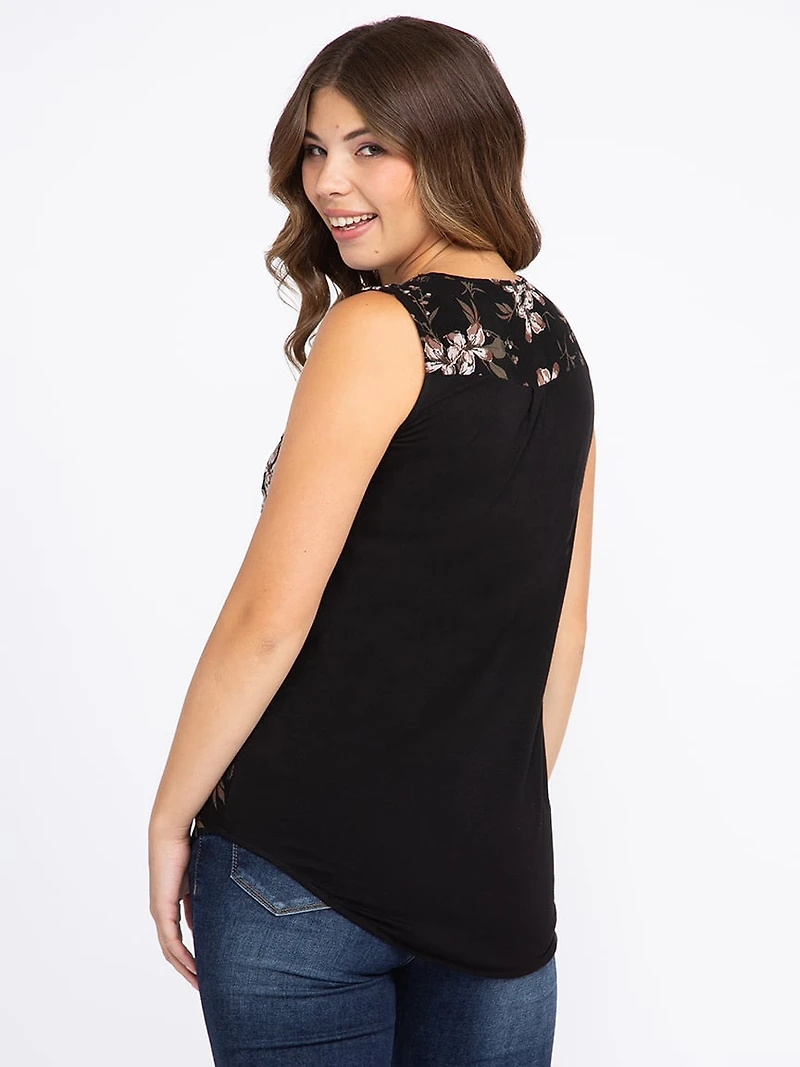 Women's Floral Half Zip Tank