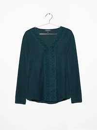 Women's Rib Lace Trim Top