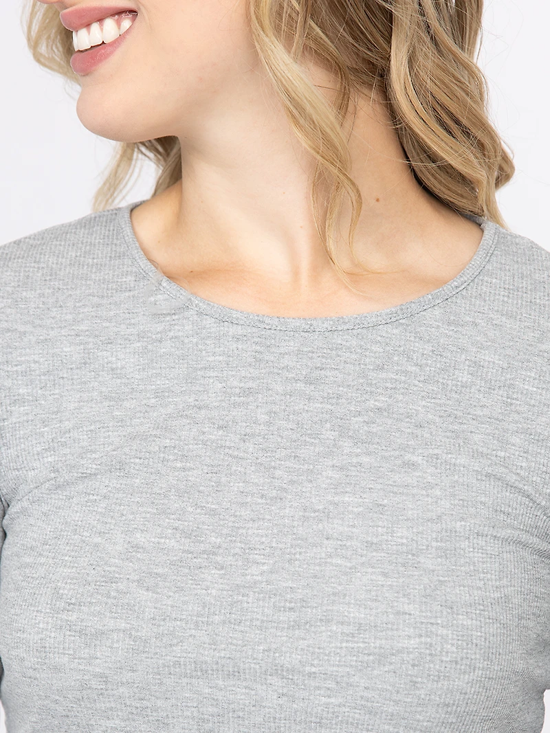 Women's Crew Neck Rib Long Sleeve Tee