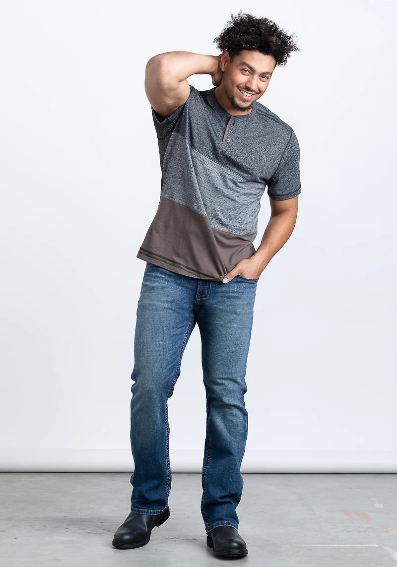 Men's Colour Block Henley Tee