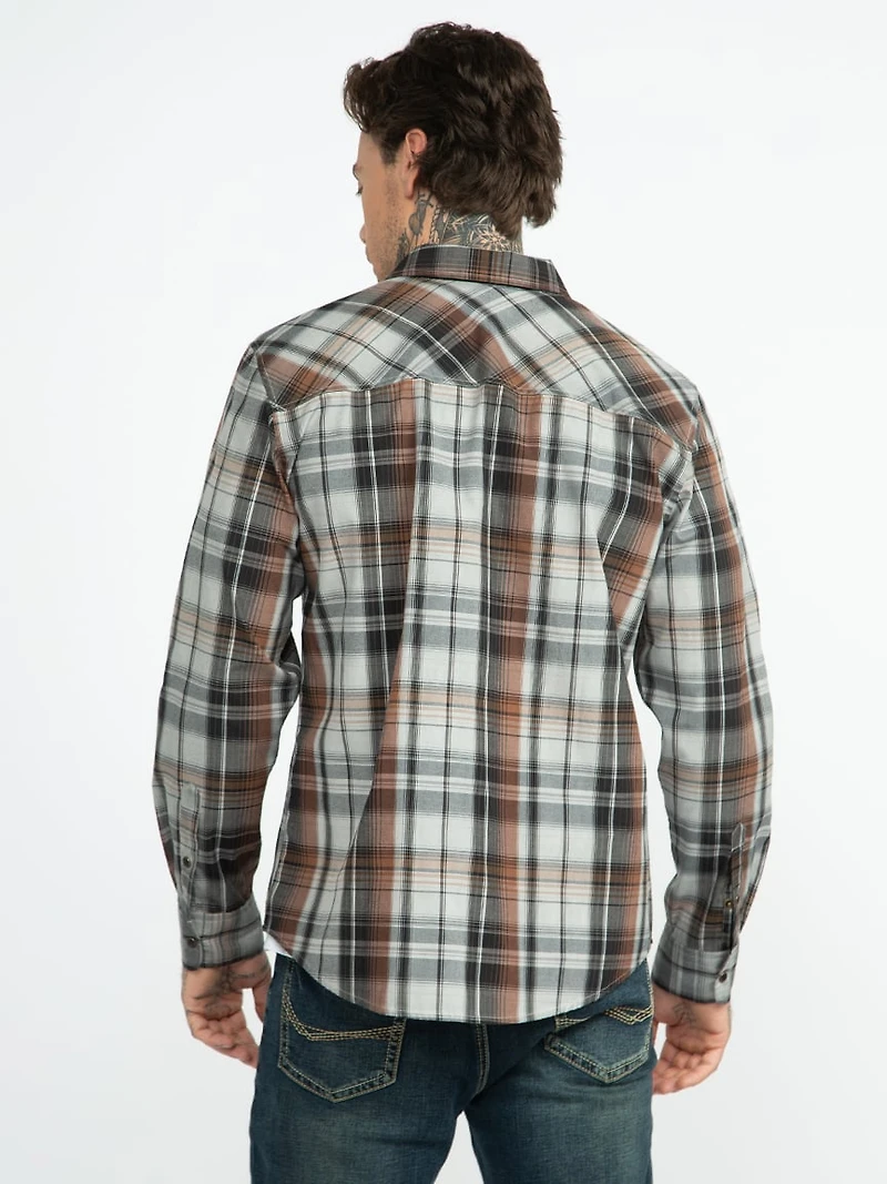 Men's Roll Sleeve Plaid Shirt