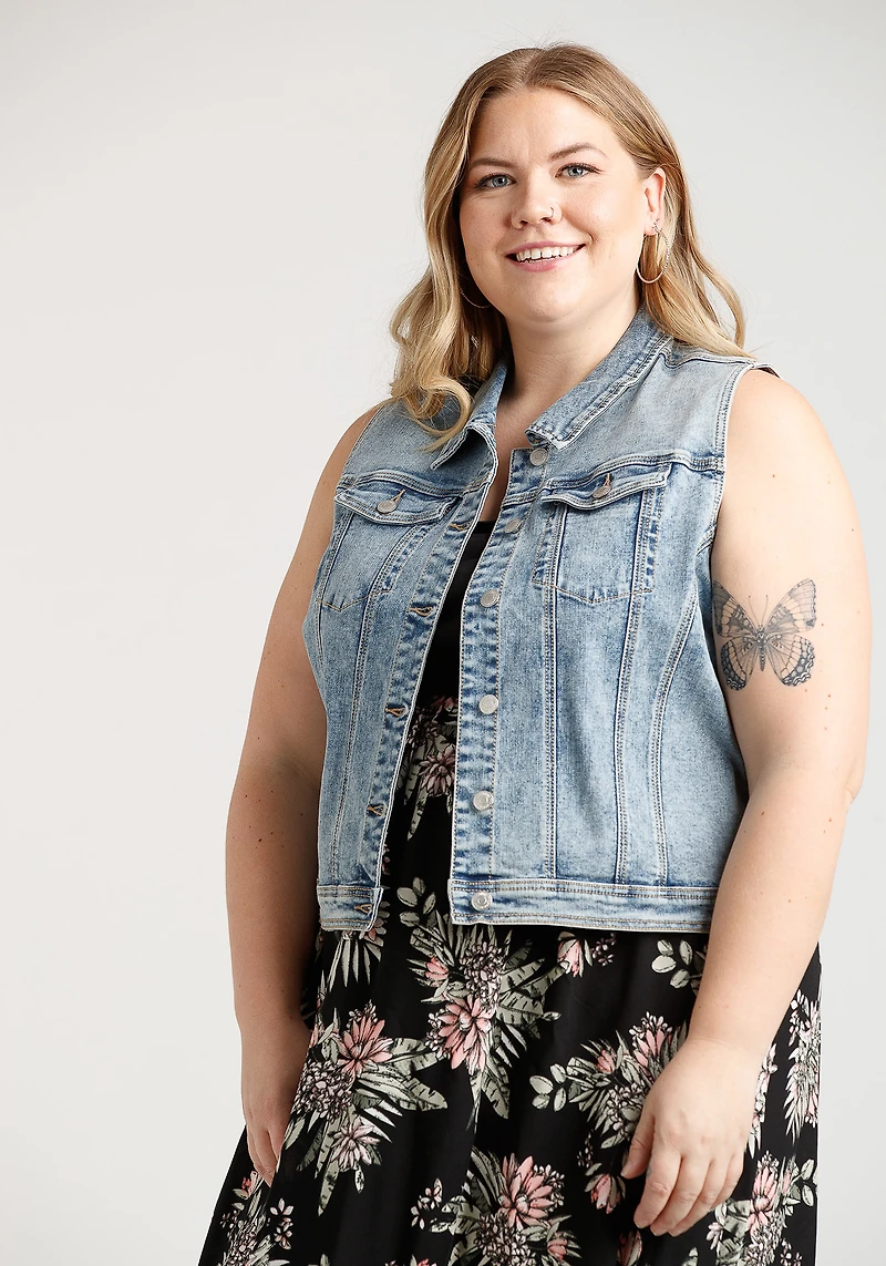 Women's Cropped Denim Vest
