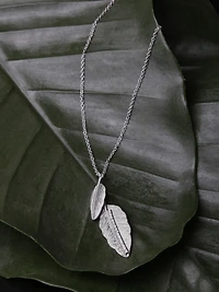 Women's Leaf with Pave Stud Necklace