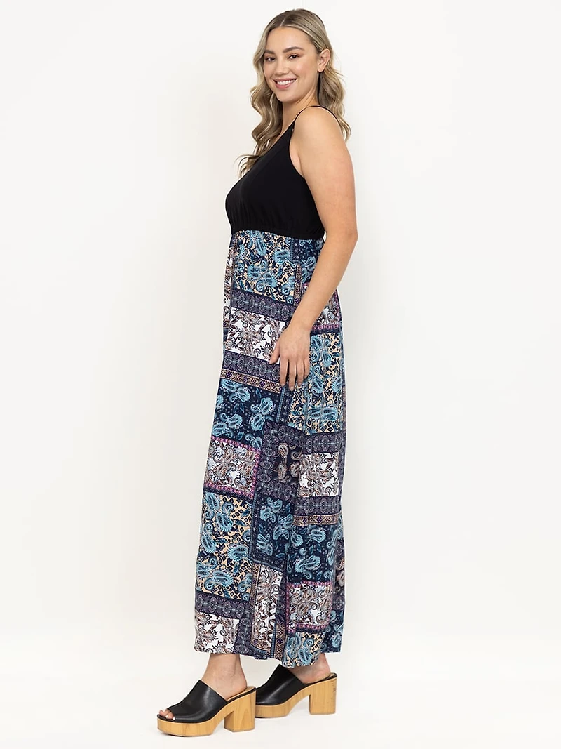 Women's Colour Block Scarf Maxi Dress