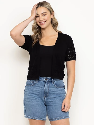 Women's Pointelle Trim Cardigan