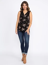 Women's Floral Half Zip Tank