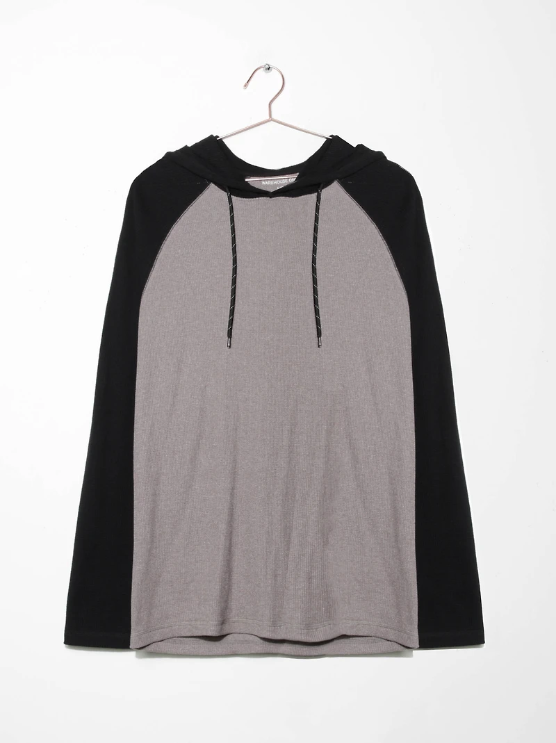 Men's Hooded Waffle Henley Shirt