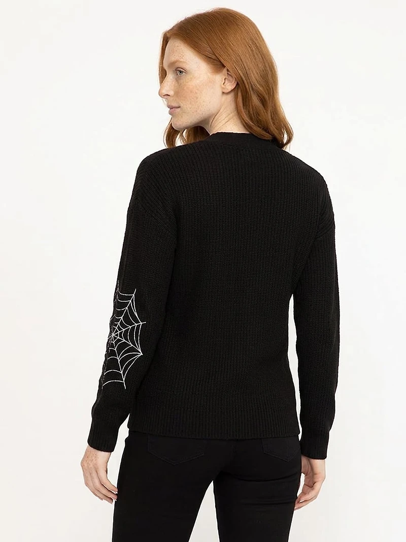 Women's Ribbed Cardigan With Embroidery