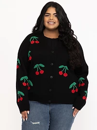Women's Cherry Button Front Cardigan