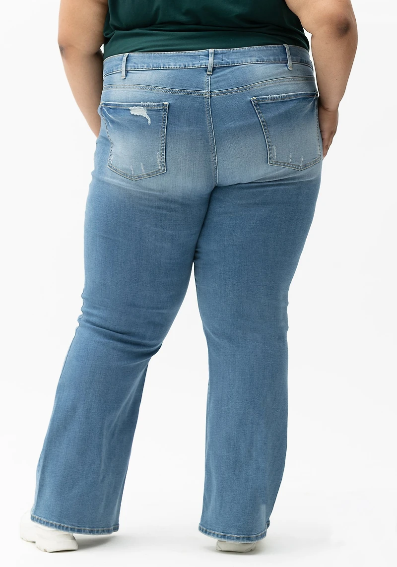 Women's Plus Low Rise Destroyed Flare Jeans