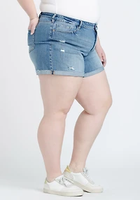 Women's Plus High Rise Destroyed Cuffed Short