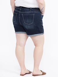 Women's Plus Rip & Repair Cuffed Midi Dark Wash