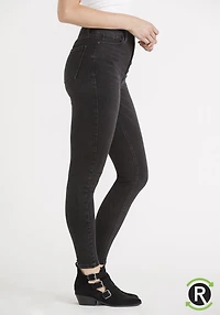 Women's REPREVE® Black High Rise Exposed Button Skinny Jeans