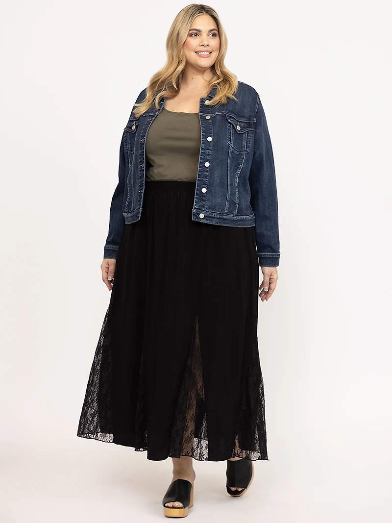 Women's Lace Insert Maxi Skirt