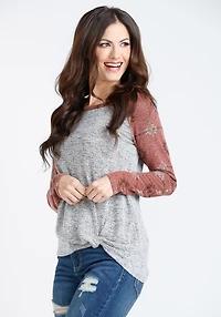 Women's Colour Block Twist Hem Top