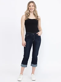 Women's Relaxed Dark Rinse Wash Jean Capri