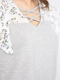 Women's Pieced Cross Neck Top
