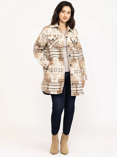 Women's Geometric Button Front Shacket