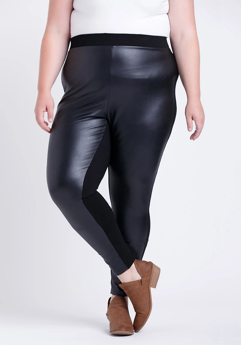 Women's Faux Leather Pull-on Ponte Legging