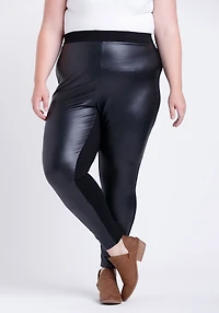 Women's Faux Leather Pull-on Ponte Legging