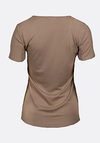 Women's Scoop Neck Ribbed Henley Tee