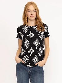 Women's Geometric Crew Neck Tee